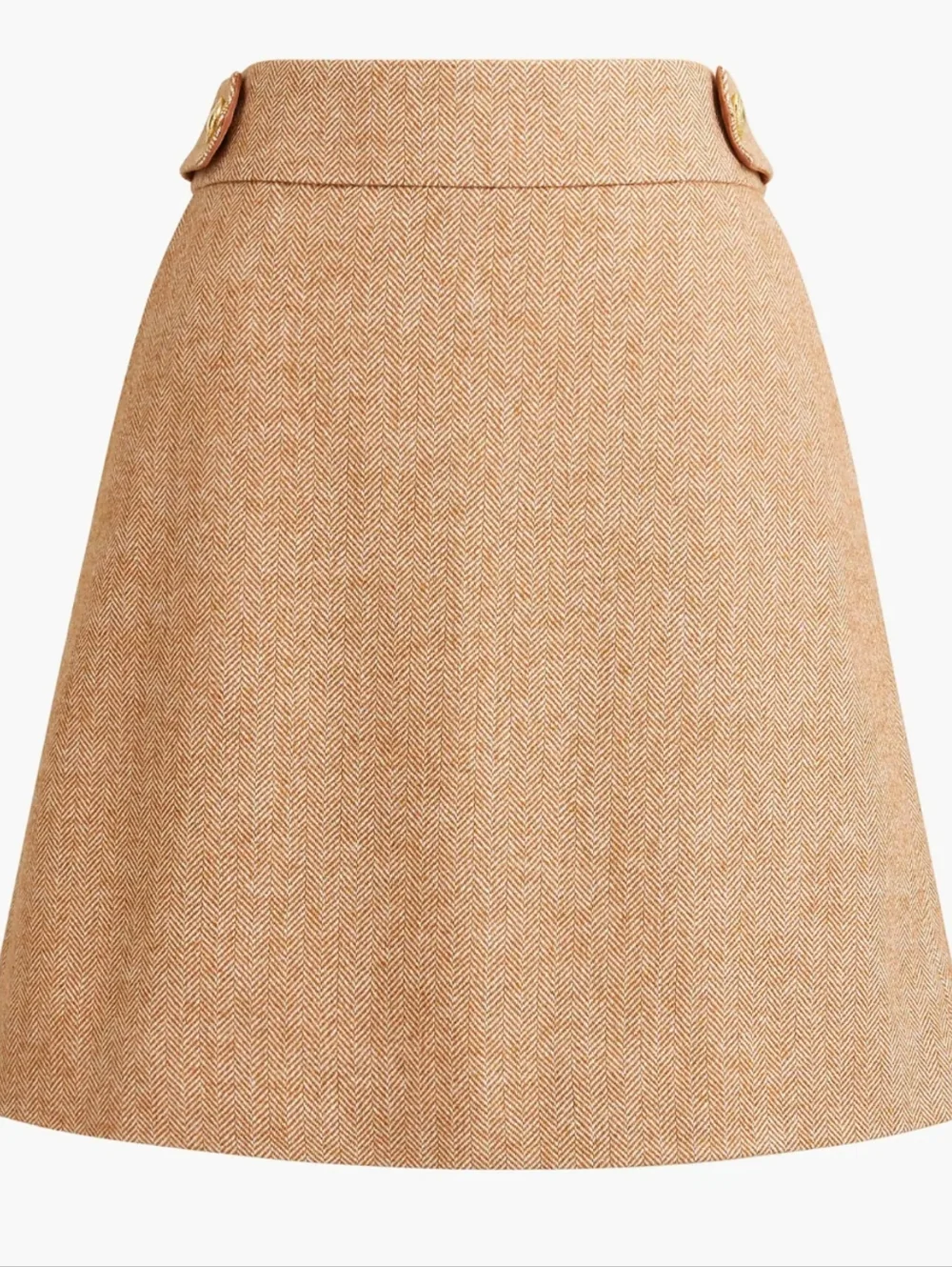NWT J. Crew Sailor A Line Wool Blend Camel Herringbone Skirt Women's 14 Classic